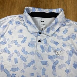 Nike Golf Short Sleeve Polo East Lake Cup Men's XXL Blue Geometric Lightweight